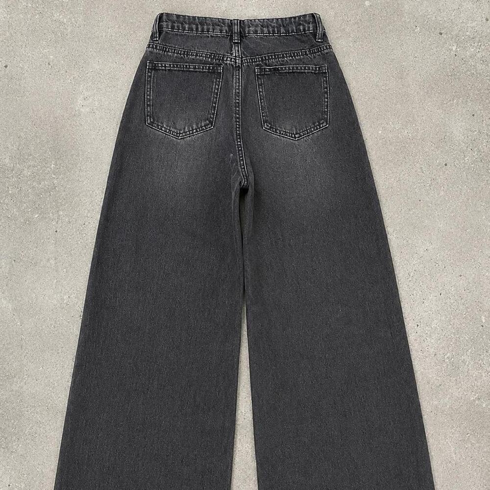 Missguided Washed Black Wide Leg Jeans US 4 - Picture 3 of 6